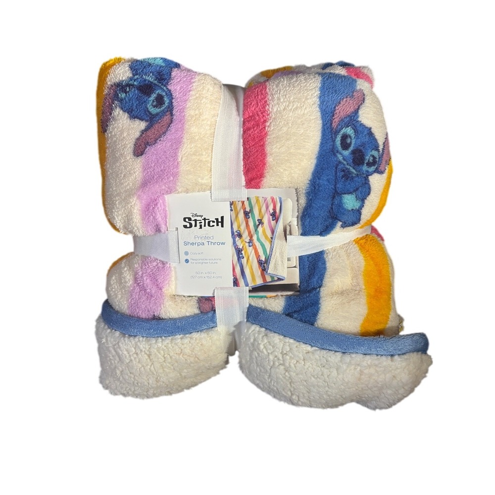 Disney Stitch Tropical Beach Sherpa Oversized Throw Blanket 50"x 60" GIFT NEW